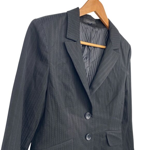 Express Design Studio Womens Blazer 12 Black Pinstripe Cropped Jacket Tailored - Picture 7 of 16
